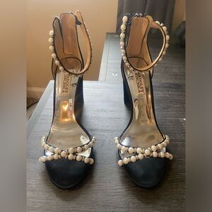 Badgley Mischka Heels- black with pearl detailing